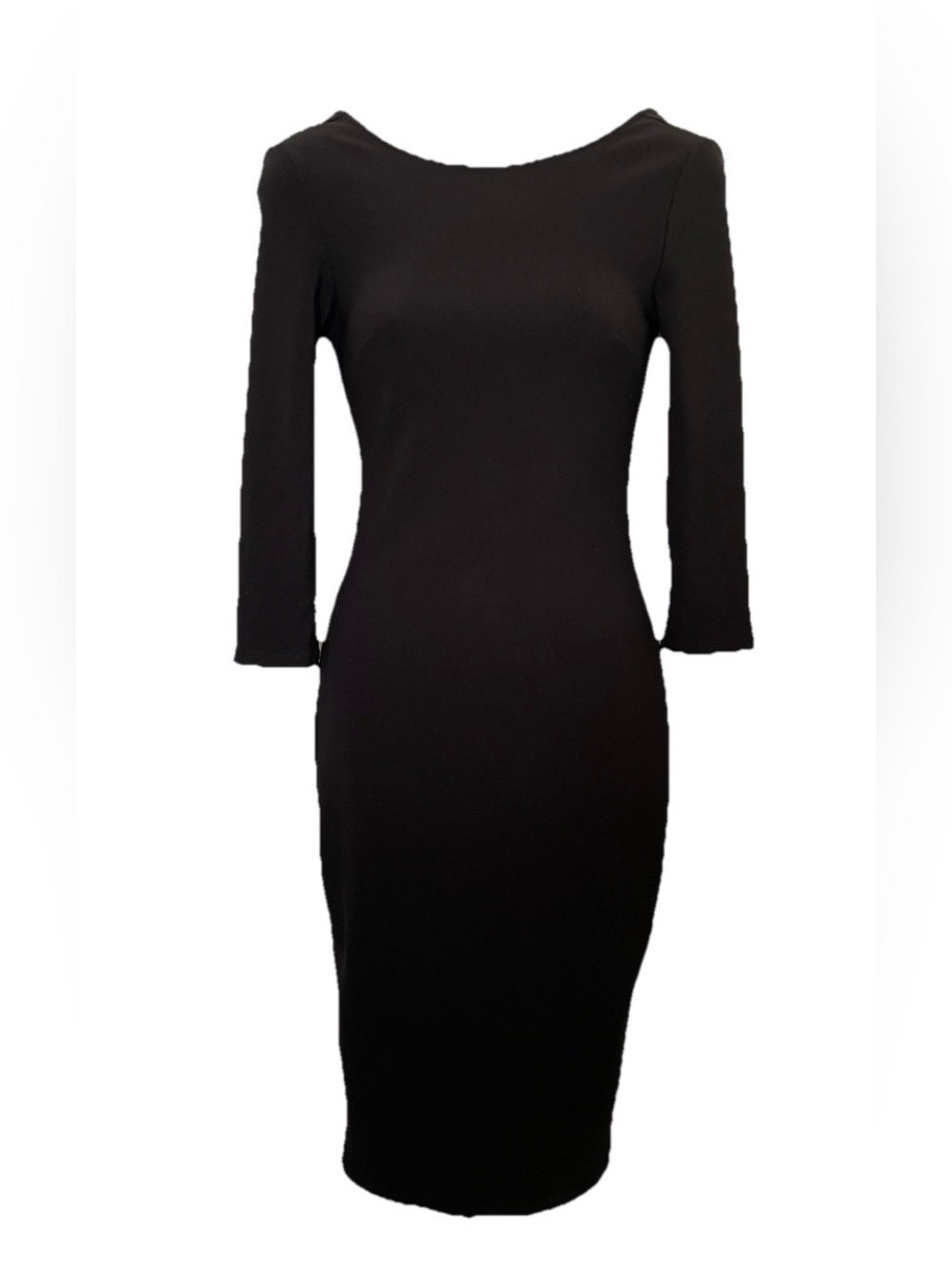 EXPRESS Chic LITTLE BLACK DRESS With Gold Back-Zip Closure LBD Size XS